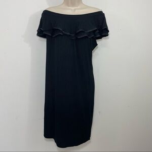 NWT Rachel Pally off shoulder ruffle stretch mini dress black size medium LBD